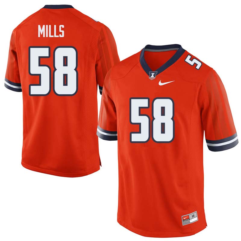 Men #58 Sean Mills Illinois Fighting Illini College Football Jerseys Sale-Orange